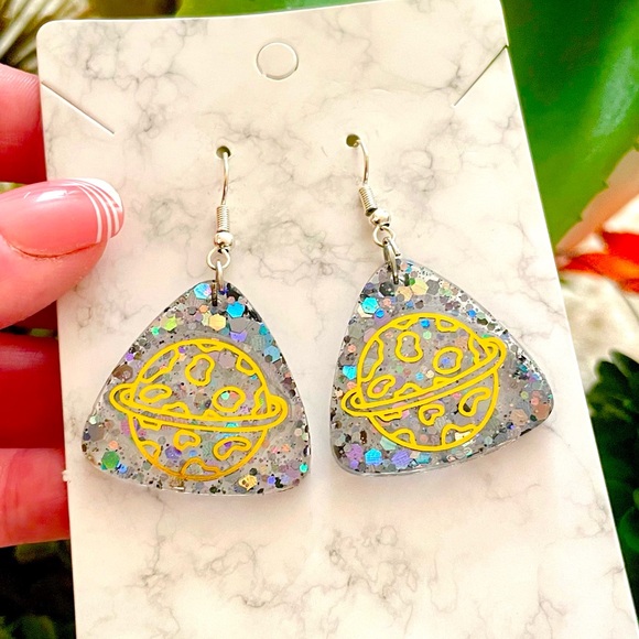 Planet Dangle Earrings - Picture 2 of 5